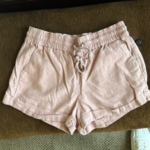 ❗️Baby pink drawstring linen elastic waist shorts. Size M❗️